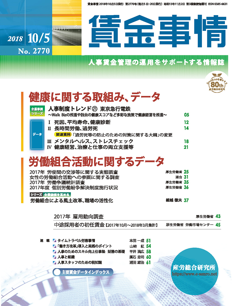 賃金事情 2018年10月5日号