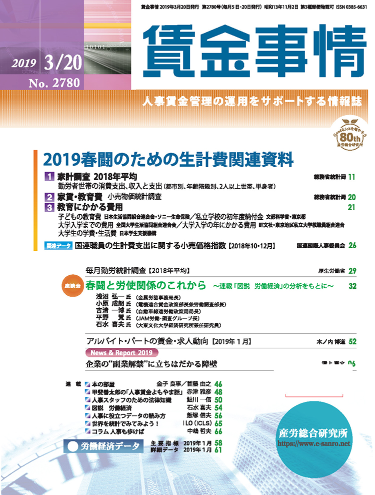 賃金事情 2019年3月20日号